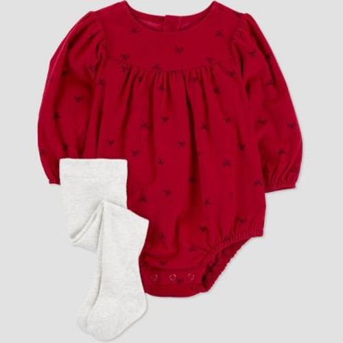 Carter's Just One You®️ Baby Girls' Printed Romper With Tights - Red 9m