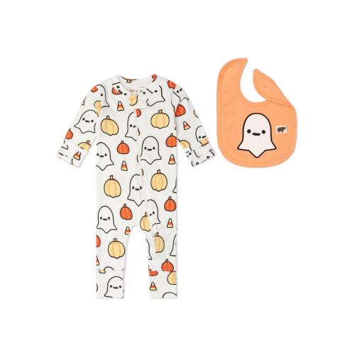 M+A by Monica + Andy Organic Cotton Baby Seasonal Coverall with Matching Bib, Sizes 0/3 Months-12/18 Months