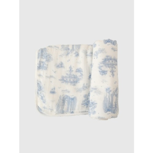 The Gilded Bird Safari Toile Bamboo Baby Blanket