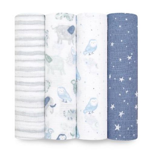 aden + anais essentials Muslin Swaddle Blankets - Light Gray 4pk