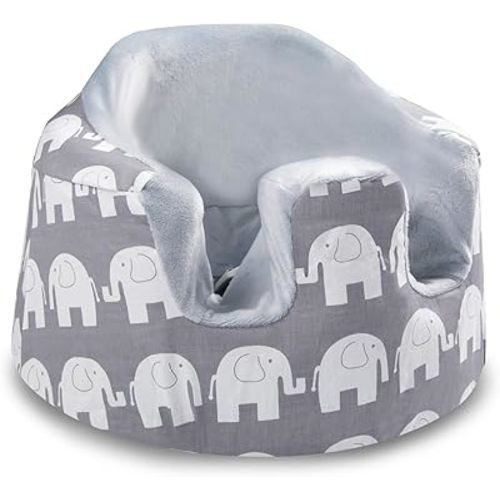 SMTTW Seat Cover Compatible with Bumbo Seat, Summer Cooling Breathable Seat Cover for Baby Boy Girl (Grey Elephant)