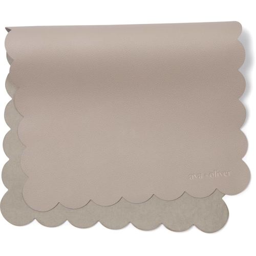 Vegan Leather Baby Changing Mat (16 X 30 in) - Multipurpose Wipeable and Portable Diaper Changing Pad - Foldable for Travel (Grey Scallop)