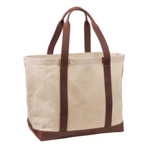 Leather-Trim Waxed Canvas Tote