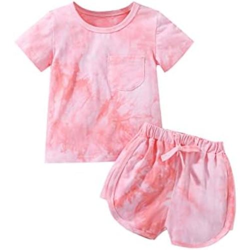 Toddler Baby Girl Summer Clothes Set Outfit Short Sleeve T-Shirt and Shorts 2Pcs Suit for Girls