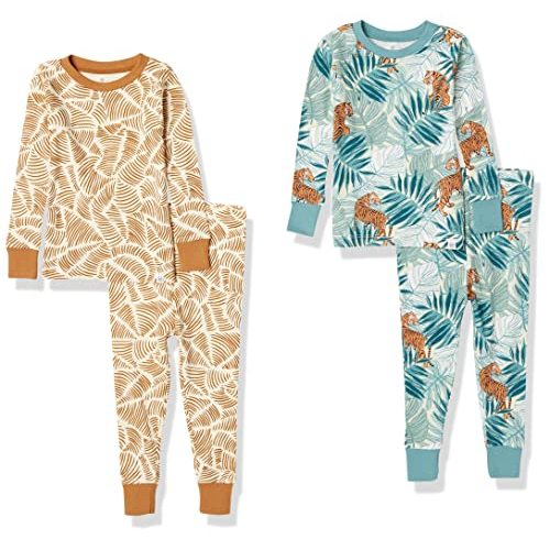 HonestBaby Multipack 2-Piece Pajamas Sleepwear PJs 100% Organic Cotton for Infant Baby and Toddler Boys, Unisex