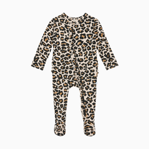 Footie Ruffled Zippered One Piece - Lana Leopard