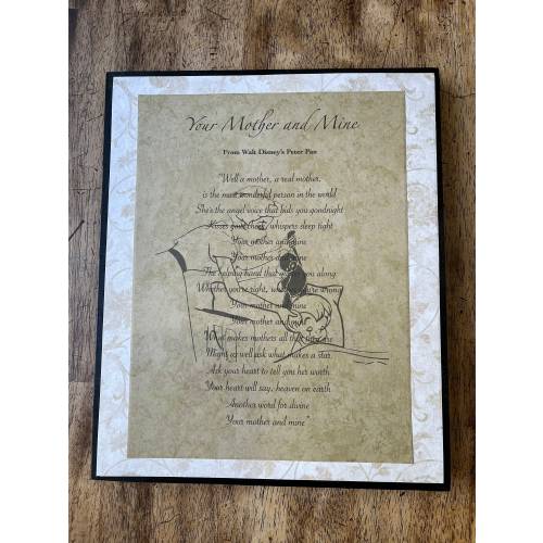 Peter Pan "Your Mother and Mine" Windy & Michael Darling Disney Mothers Day Home Decor Sign