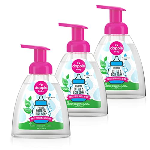 Dapple Foaming Dish Soap, Plant Based, Hypoallergenic for Sensitive Skin, Fragrance Free 13 Fl Oz (Pack of 3)