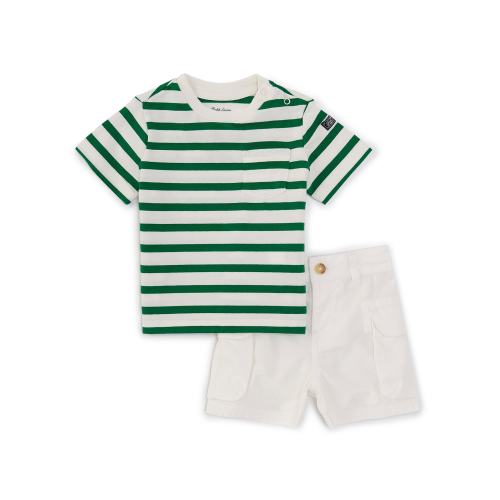 Ralph Lauren Baby Boys 3-24 Months Short-Sleeve Striped Jersey T-Shirt & Solid Poplin Cargo Short Set