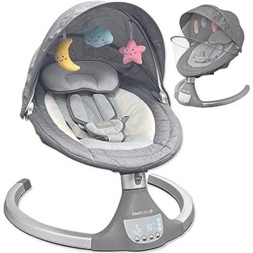 Nova Baby Swing for Infants - Motorized Bluetooth Swing, Music Speaker with 10 Preset Lullabies, Remote Control, Gray - Jool Baby