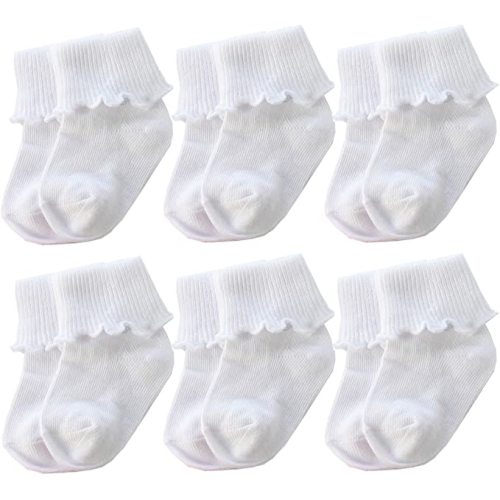 Amazon.com: Xiyadun 6 &12 Pairs Infant Toddler Baby Kids Turn Cuff Ruffle Cotton Socks: Clothing, Shoes & Jewelry