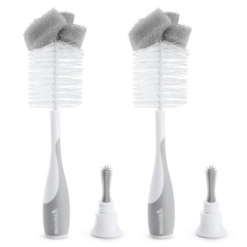 Munchkin Sponge Baby Bottle and Nipple Brush, 2 Pack, Grey