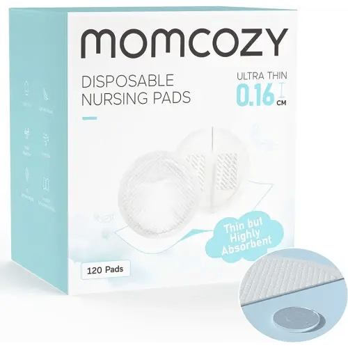 Momcozy Ultra-Thin Disposable Nursing Pads, Super Absorbent and Breathable Breastfeeding Pads, Make The Breasts Light and Unburdened, 3D Shape for The Best Fit, Individually Packaged（120 Count）