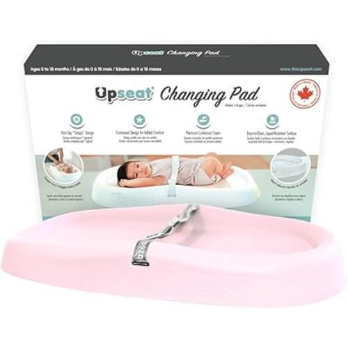 Upseat Baby Changing Pad, Non-Slip Grippy Design, Premium Cushioned Foam, Contoured for Comfort, Waterproof and Easy-to-Clean, Liquid-Resistant (Pink)