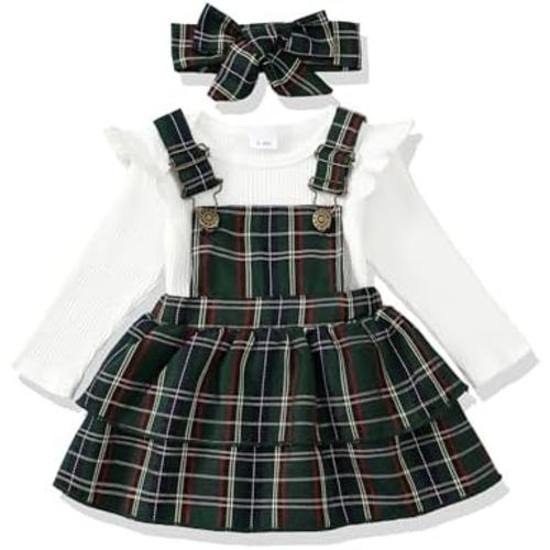 Newborn Infant Baby Girl Dress Clothes Winter Outfits Top Romper Overalls Dresses Suspender Skirt Set for Girls