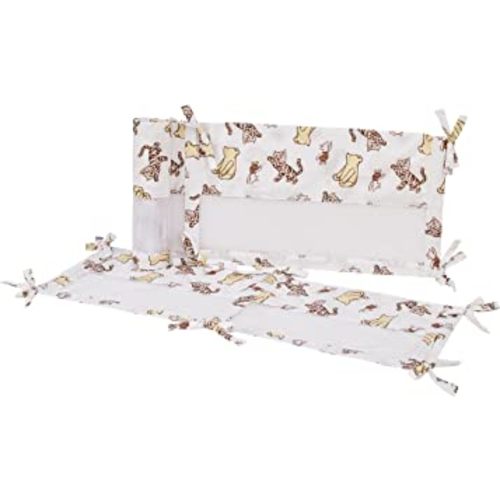 Disney Classic Pooh Hunny Fun with Piglet, Eeyore, and Tigger The Hundred Acre Woods White and Taupe Secure Me Crib Liner