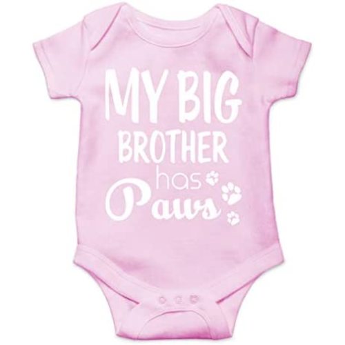 AW Fashions My Big Brother Has Paws Baby Bodysuit Funny Newborn Outfit Cut Boy Girl Infant Clothes Romper