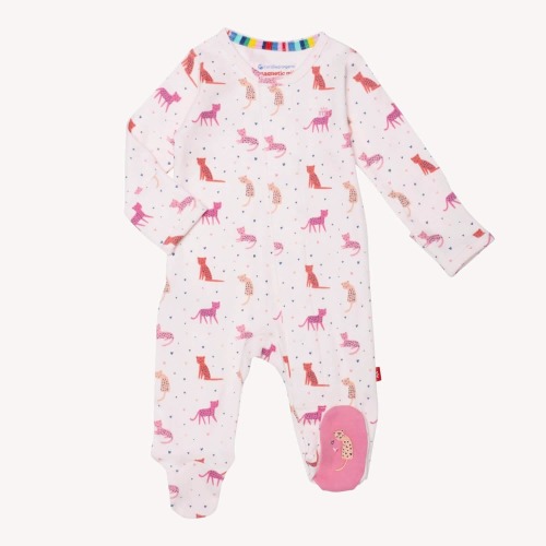 cheetah bonita organic cotton magnetic parent favorite footie – Magnetic Me