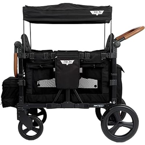 Keenz VYOO Stroller Wagon with Canopy - Foldable Design for Easy Storage, 5 Seating Positions for Kids, Enhanced Child Safety, All-Terrain Mobility, 2-Passengers, Black