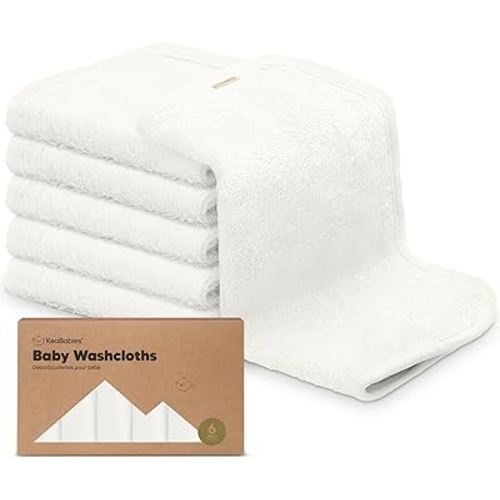 6-Pack Organic Baby Washcloths - Soft Viscose from Bamboo Washcloth, Baby Wash Cloths, Baby Wash Cloth for Newborn, Kids, Bath Baby Towels, Face Towel,Face Cloths for Washing Face(White)