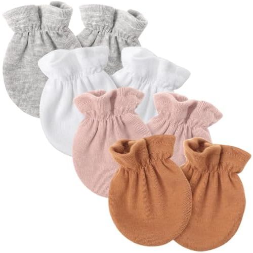 BQUBO Newborn Infant Toddler Mittens No Scratch Cotton Elastic Wrist Gloves Hypoallergenic for 0-6 Months Baby Boys Girls