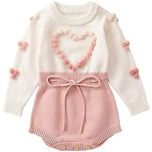 Baby Girl Knitted Romper Sweater Long Sleeve Knit Embroidery Floral One Piece Bodysuits Warm Fall Winter Clothes