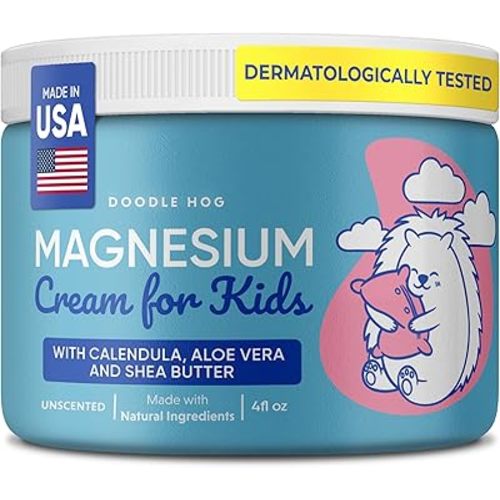 Magnesium Cream for Kids - Soothing Relief & Relaxation with Calendula, Aloe Vera, Shea Butter - Topical Magnesium Cream for Sleep - USA Made - (4 oz, Unscented)