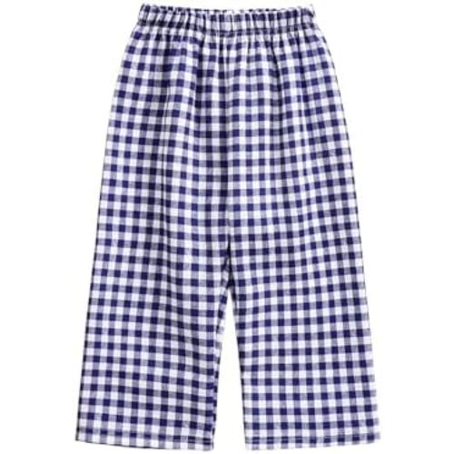Toddler Baby Boy Girl Gingham Pants Retro Elastic Waist Checkered Plaid Long Pants Casual Sweatpants Bottoms