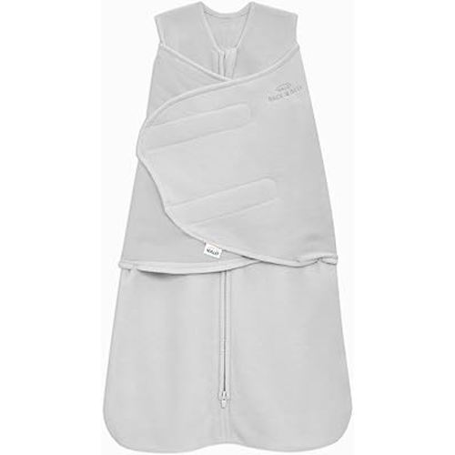 HALO Micro Fleece Sleepsack Swaddle, 3-Way Adjustable Wearable Blanket, TOG 3.0, Grey, Newborn, 0-3 Months