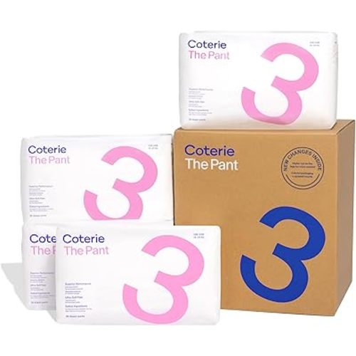 Coterie The Pant Pull On Diaper, Size 3 (14-24 lbs) 144 Count, Absorbent Baby Pull On Diaper, Hypoallergenic Designed for Sensitive Skin, Clean Ingredients, Resealable Waistband, Spandex Pleating