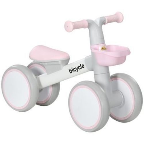 Qaba Balance Bike for Toddlers 1-3 Years, Baby Balance Bike with Adjustable Seat, Silent Wheels, No Pedal Bike, Pink
