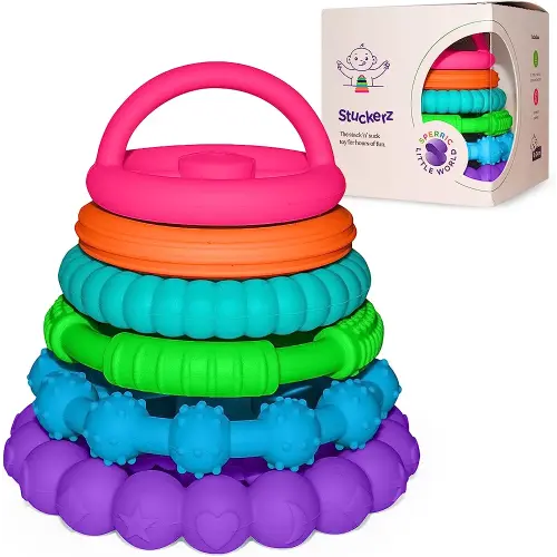 Stacking Silicone Stacking Toy – Premium Stacking Toys for Teething – Interactive and Fun Baby Stacking Toys Made of Soft Silicone – Teeth Soothing 6-12 Month Toys Developmental Multicolor