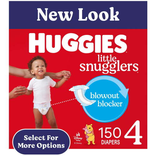 Huggies Little Snugglers Baby Diapers, Size 4 (22-37 lbs), 150 Ct (6 Packs of 25) (Select for More)