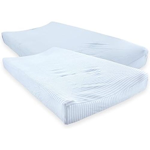Touched by Nature Unisex Baby Organic Cotton Changing Pad Cover, Powder Blue, One Size