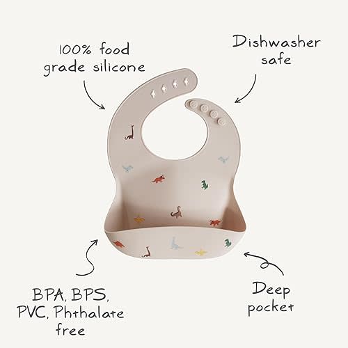 mushie Silicone Baby Bib | Adjustable Fit Waterproof Bibs
