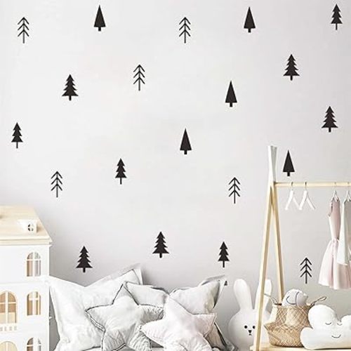 Small Pine Tree Wall Sticker - Vinyl Forest Woodland Decals - Peel and Stick for Nursery, Kids Room, Bedroom Decor