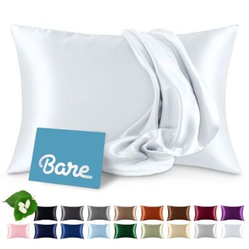 1 Pc 100% Mulberry Silk, 19 Momme, King - Zipper, White Pillowcase - Bare Home