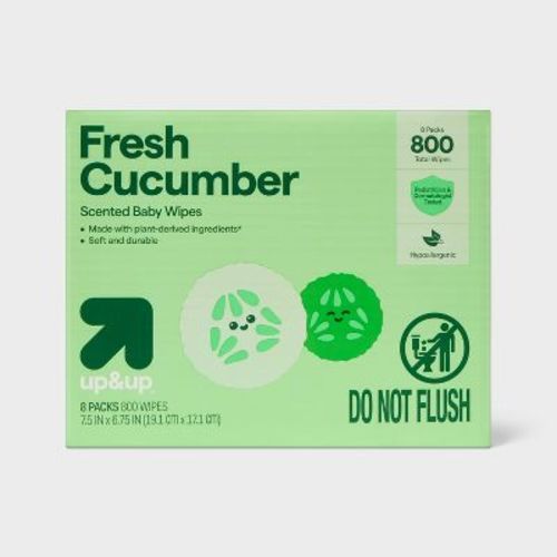 Fresh Cucumber Baby Wipes - 8pk/800ct Total - up&up™: Alcohol-Free, Hypoallergenic, Contains Aloe, Paraben-Free
