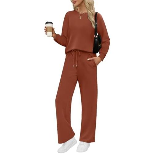 WIHOLL Lounge Sets for Women 2 Piece Travel Vacation Outfits Fall Sweatsuit Tracksuit