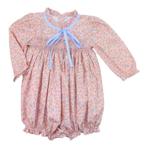 Peach Floral Smocked Bubble – Cecil & Lou