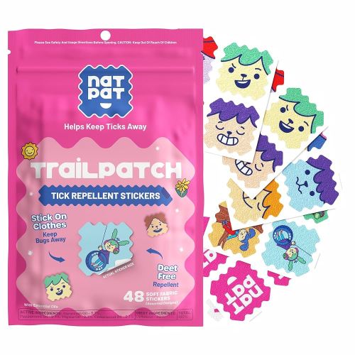 NATPAT TrailPatch Tick Repellent Stickers for Kids - All Natural Chemical Free Outdoor Bug Patch for Toddlers, Kids (48 Pack)