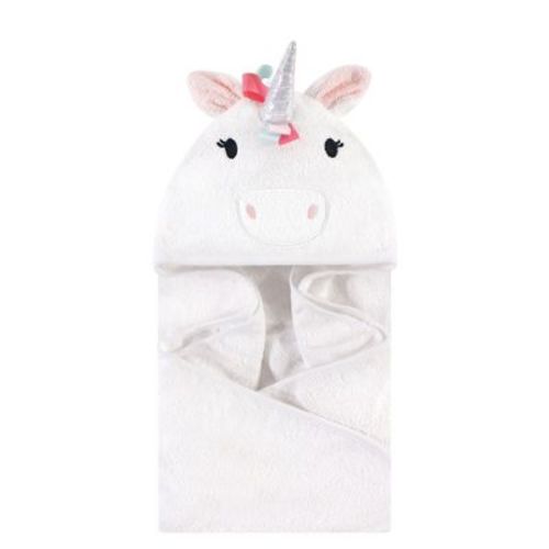 Hudson Baby Infant Girl Cotton Animal Hooded Towel, Rainbow Unicorn, One Size