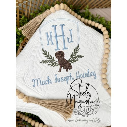 Boykin Spaniel Baby Blanket Nursery Decor Personalized Baby Heirloom Quilt Custom Name Baby Blanket for Dog Baby Shower Boykin Spaniel Decor
