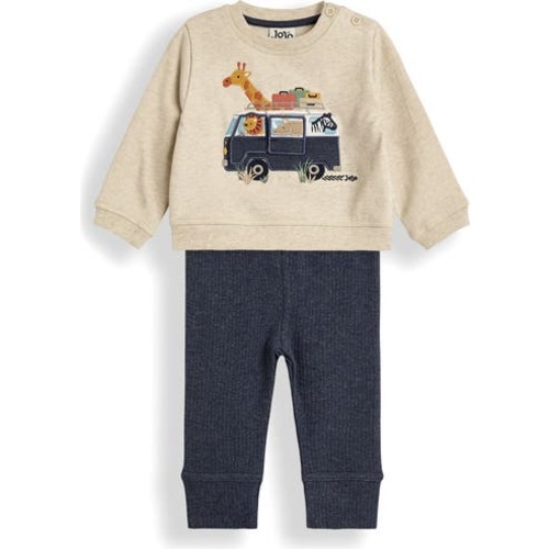 Safari Cotton Sweatshirt & Sweatpants Set, 0-3M