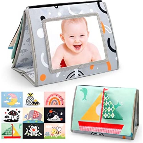 Tummy Time Toys Baby Mirror Toys, Baby Toys 0-6 Months Newborn Toys, Montessori High Contrast Black and White Baby Toys 0-3 Months, Baby Toys 3-6 Months Infant Toys for 0 3 6 9 12 Months Girls Boys