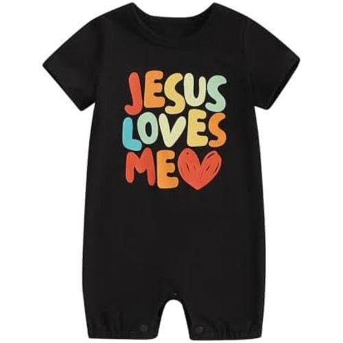 Newborn Baby Boys Girls Outfits Jesus Loves Me Bubble Romper Christian Baptism Outfit Toddler Summer Clothes