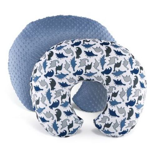 The Peanutshell Nursing Pillow Covers For Breastfeeding, 2 Pack Set, Dinosaur And Navy Blue Minky Dot