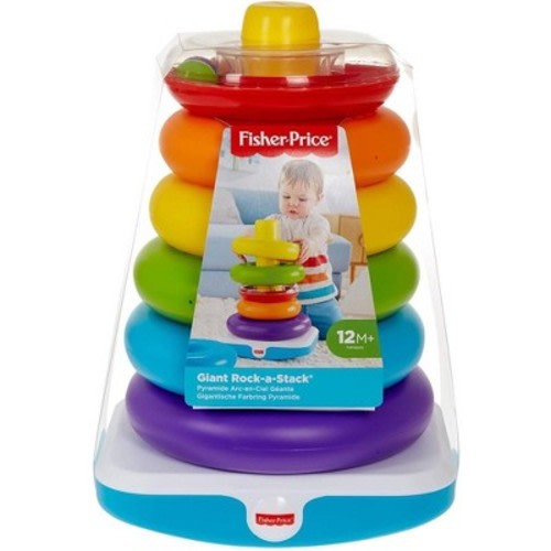 Fisher Price - Laugh, Learn, Grow & Play - Giant Colorful Rings Rock-a-Stack Ring Toss Toddler Game