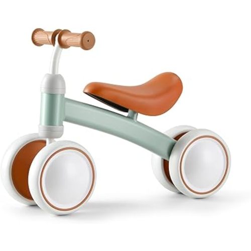 Baby Balance Bike for 1 Year Old Boys Girls, First Birthday Gift, 12-24 Months Toddler Bike, Toddler Balance Bike with 4 Silent Wheels, 1 Year Old Toys, Ride-on Toys, Children Walker No Pedal, Green