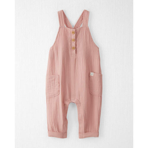 Baby Organic Cotton Gauze Overalls in Pink - Style,Dusty Rose